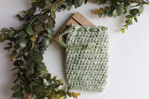 Crochet Soap Saver & Washcloth - Handmade & 100% Cotton- Olive
