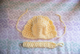 Ready to Ship: Crocheted Baby Blanket, Bonnet & Pacifier Clip Set
