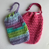 Crochet Soap Saver Washcloth Pouch- Handmade & 100% Cotton- Mermaid Stripe