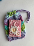 Crochet Soap Saver Washcloth Pouch- Handmade & 100% Cotton- Mermaid Stripe